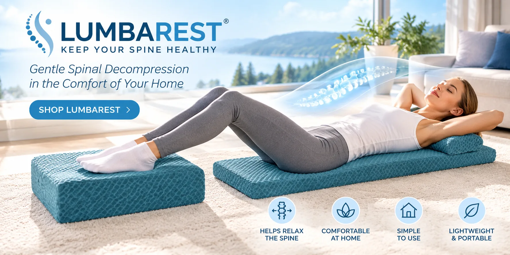 Lumbarest lumbar traction device for home back and neck support